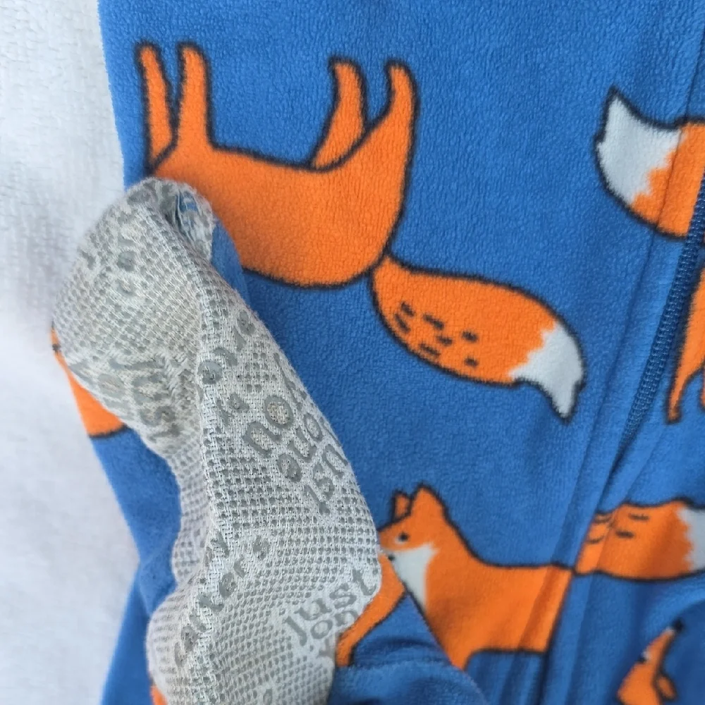 Carter's Blue and Orange Fox Print Footie Sleeper Size 2 T